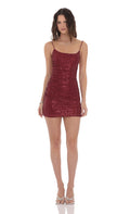 Lucy In The Sky Sequin Bodycon Dress in Burgundy