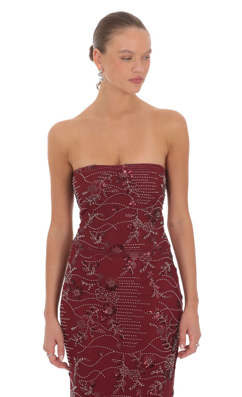 Lucy In The Sky Grace Embellished Maxi Dress in Red