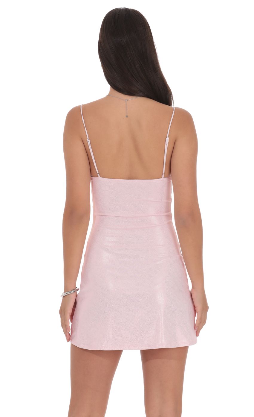 Lucy In The Sky Foil Embellished Dress in Baby Pink
