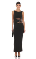 Lucy In The Sky Lace Cutout Maxi Dress in Black