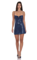 Lucy In The Sky Foil Embellished Dress in Navy