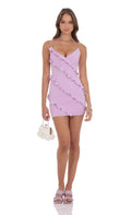 Lucy In The Sky Ruffle Mini Dress in Lilac