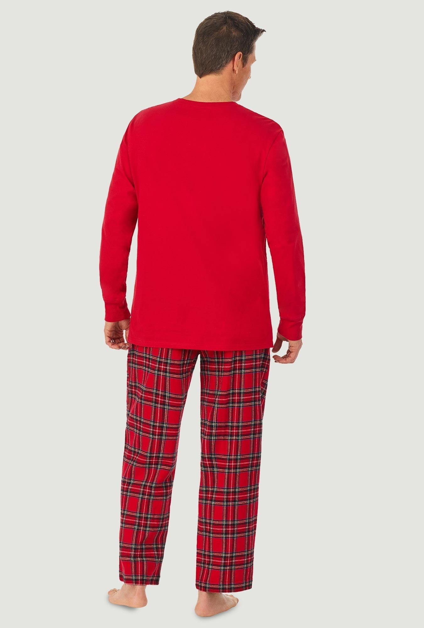 Lanz of Salzburg Men's Mens Red Tartan Knit & Flannel Pj Set