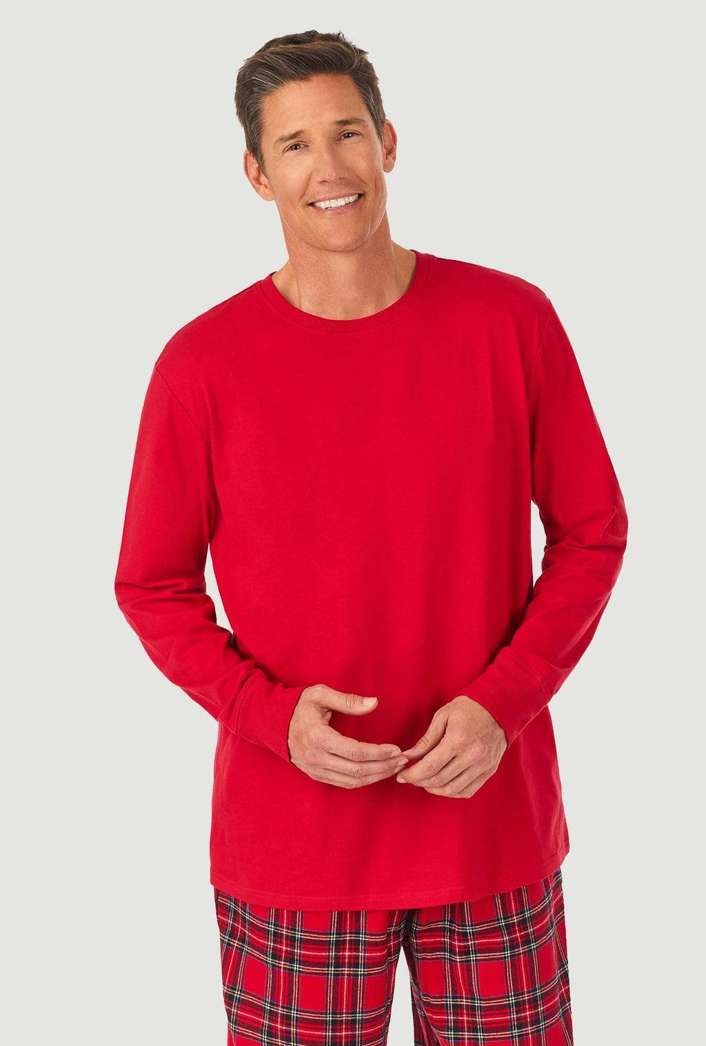Lanz of Salzburg Men's Mens Red Tartan Knit & Flannel Pj Set
