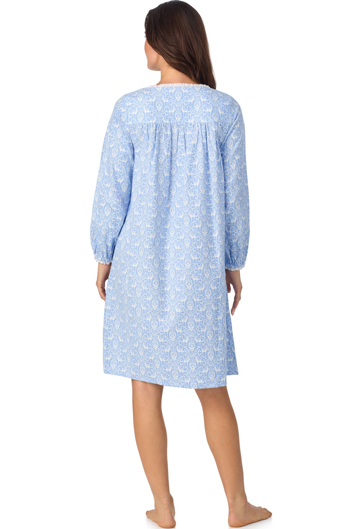 Lanz of Salzburg Women's Blue Nordic Tyrolean Waltz Flannel Gown