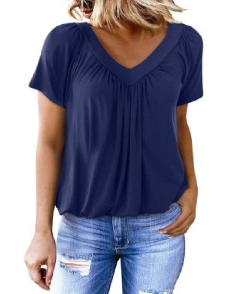 Nabalu Elowyn | Women’s V-Neck Short Sleeve Relaxed Blouse 2