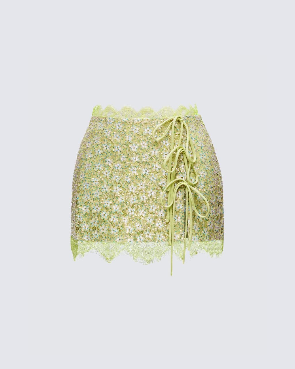 Finesse Lucille Sequin Tie Mini Skirt