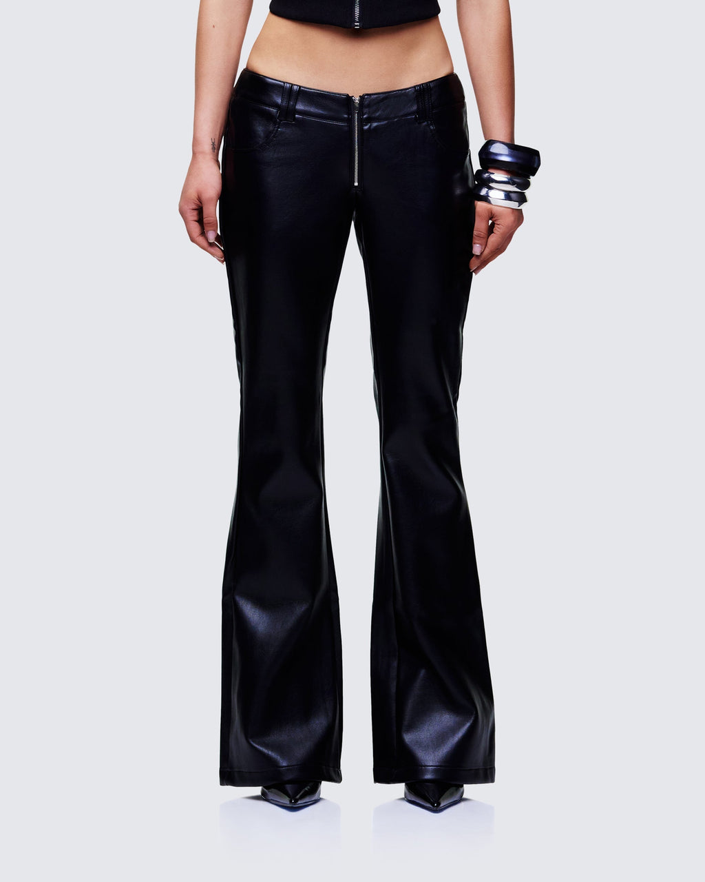 Finesse Salma Black Faux Lace Back Pants