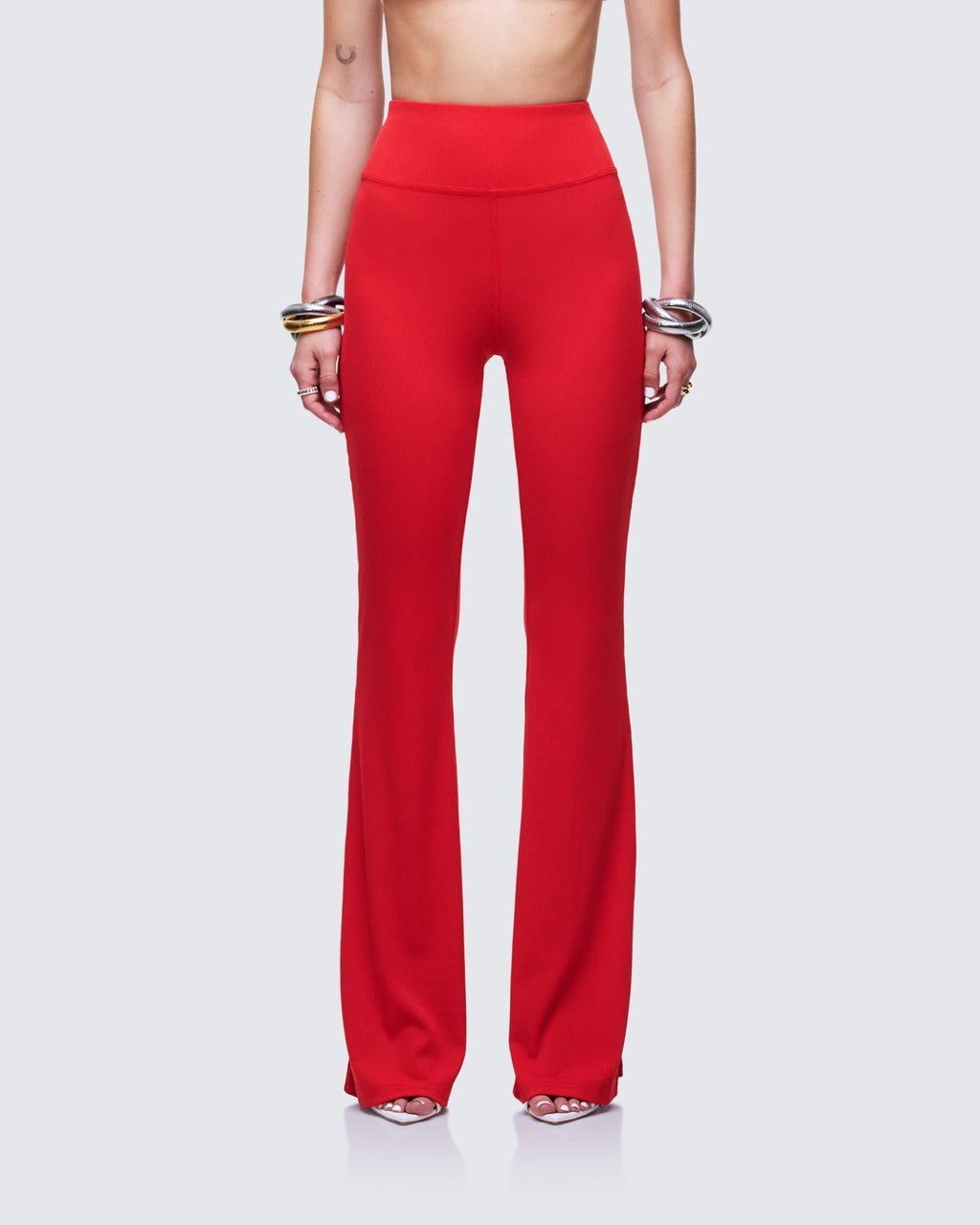 Finesse Cambree Red Ribbed Flare Legging