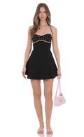 Lucy In The Sky Polka Dot Bust Fit and Flare Dress in Black