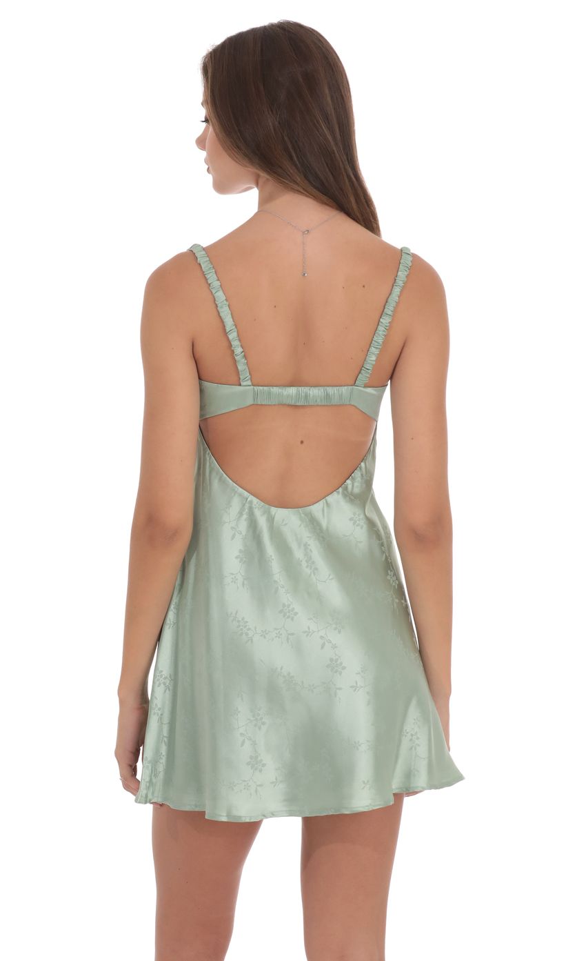 Lucy In The Sky Jacquard Babydoll Dress in Sage