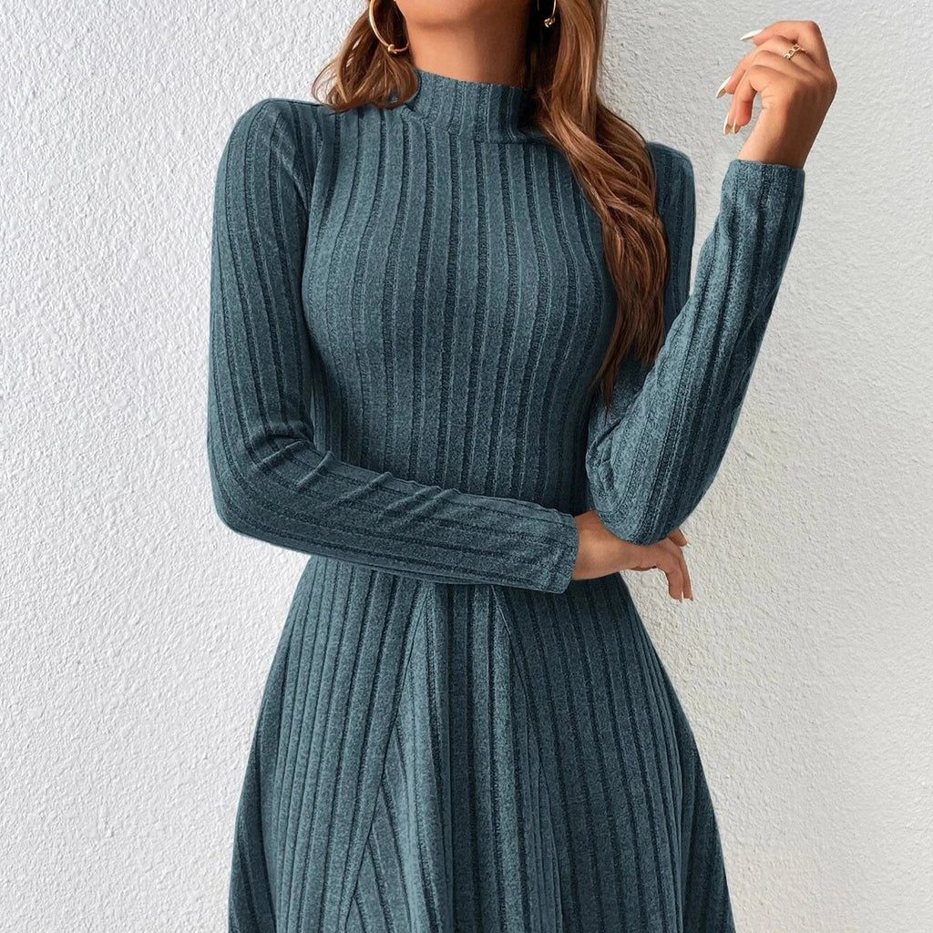 Nabalu Vaelora | Women’s Ribbed Long Sleeve Fit and Flare Mini Dress