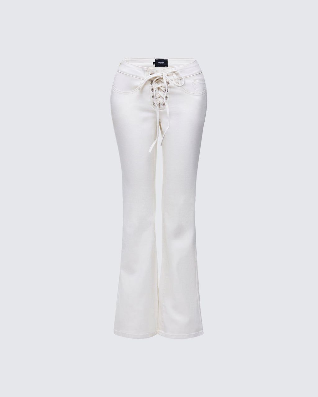 Finesse Abiola Ivory Denim Lace Up Jeans