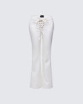 Finesse Abiola Ivory Denim Lace Up Jeans