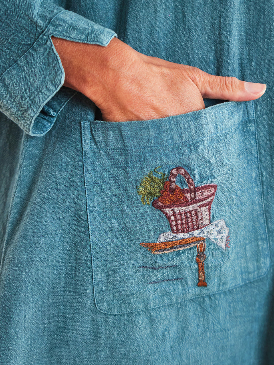 April Cornell Forager Sunwashed Smock - Smoke Blue