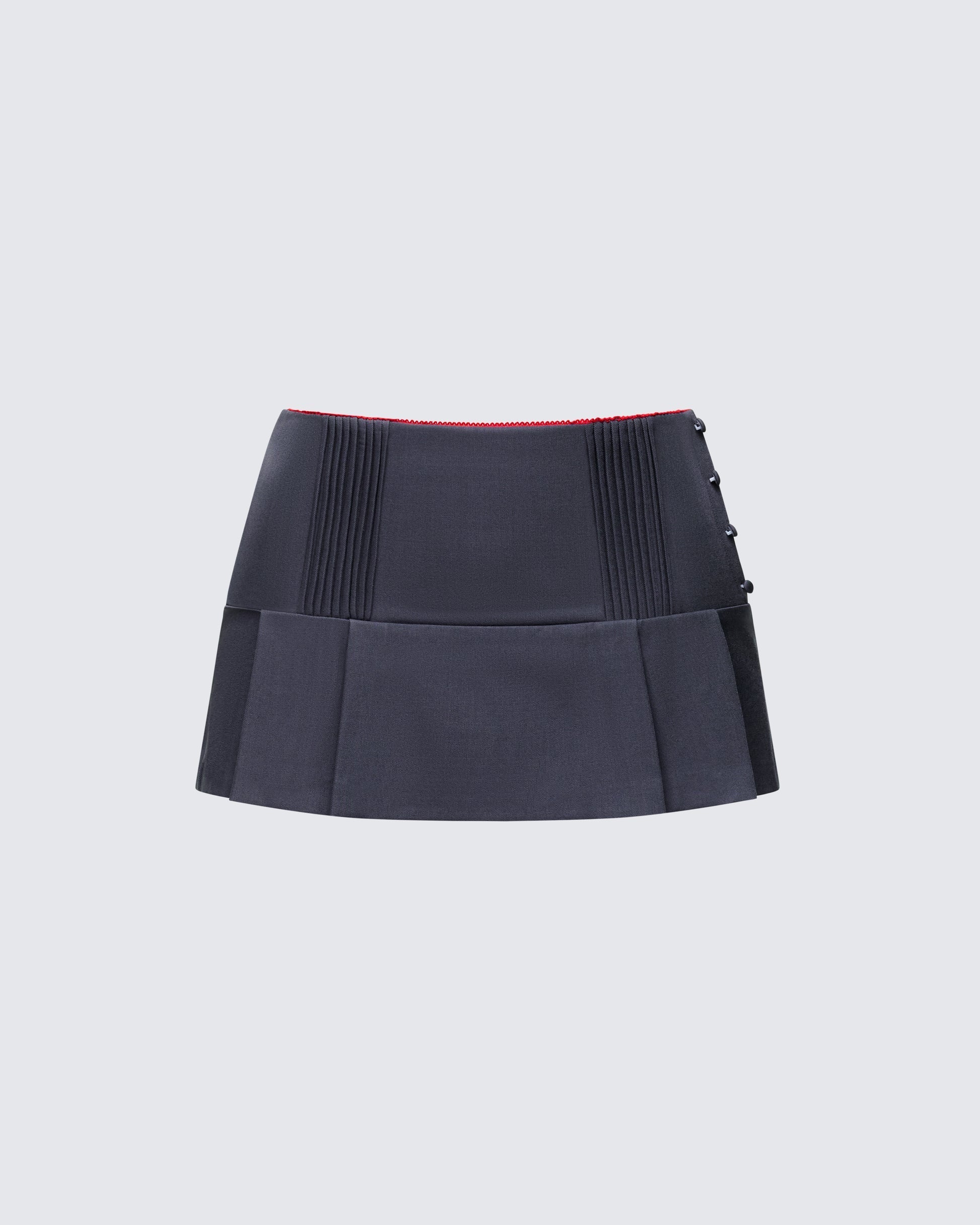 Finesse Aisla Grey Tailored Pleated Mini Skirt