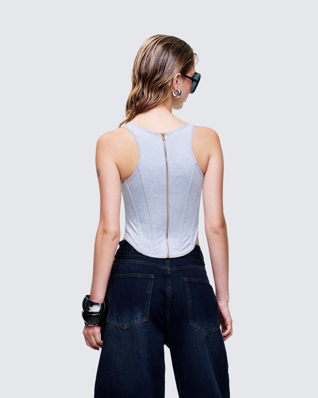 Finesse Allie Grey Jersey Corset Top