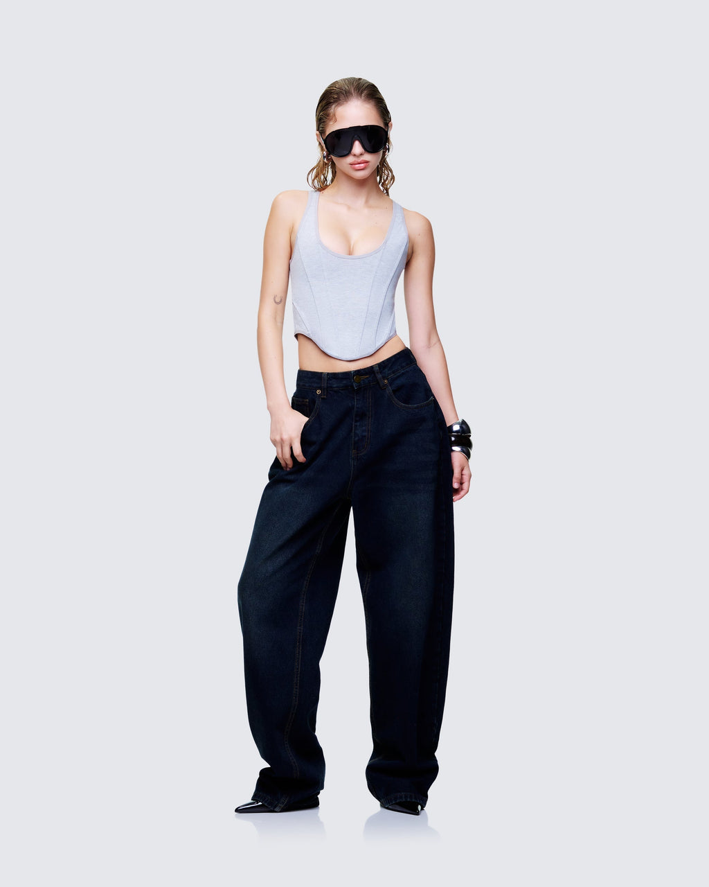 Finesse Allie Grey Jersey Corset Top