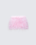 Finesse Amal Pink Feathered Mini Skirt