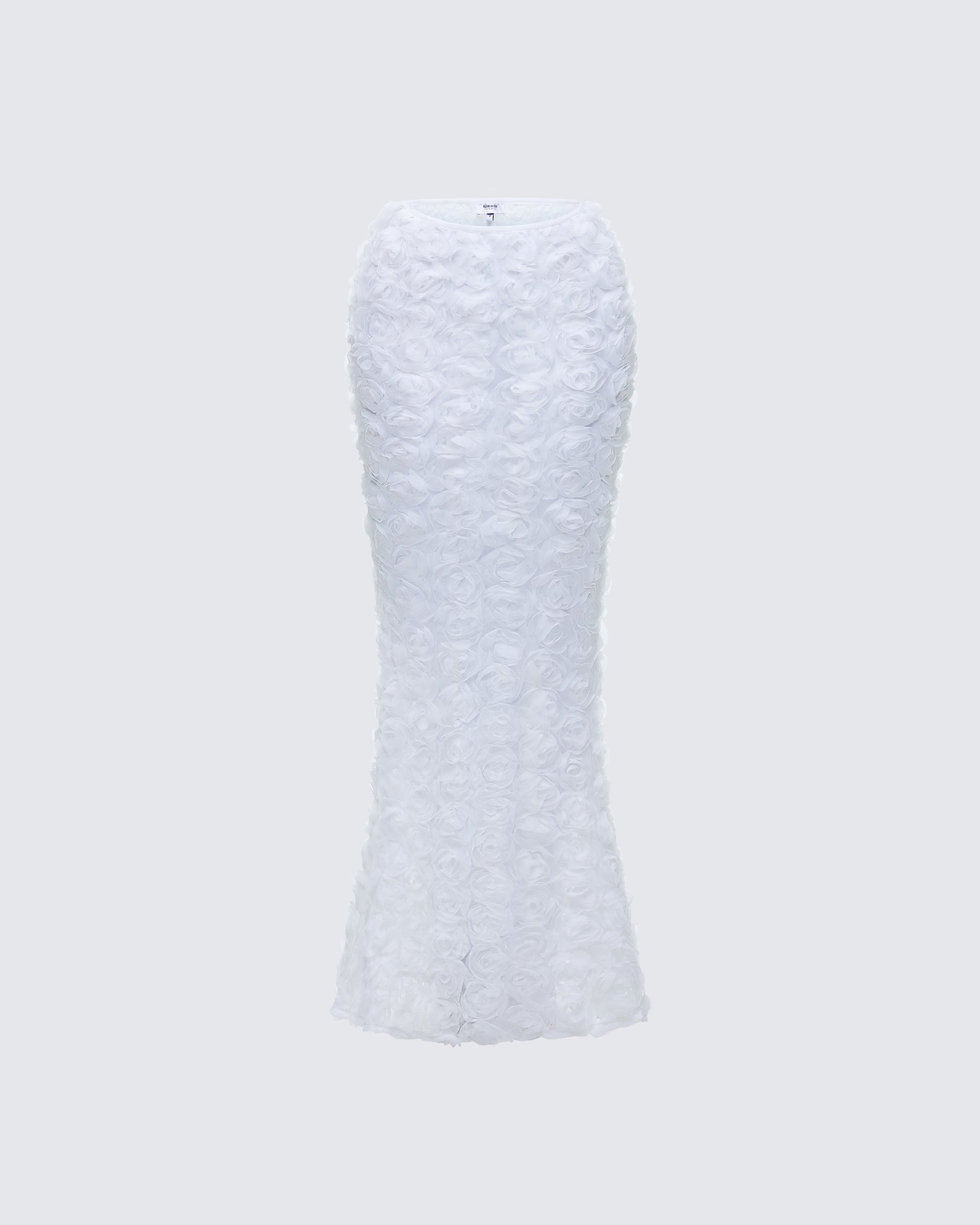 Finesse Ambrose White 3D Flower Maxi Skirt
