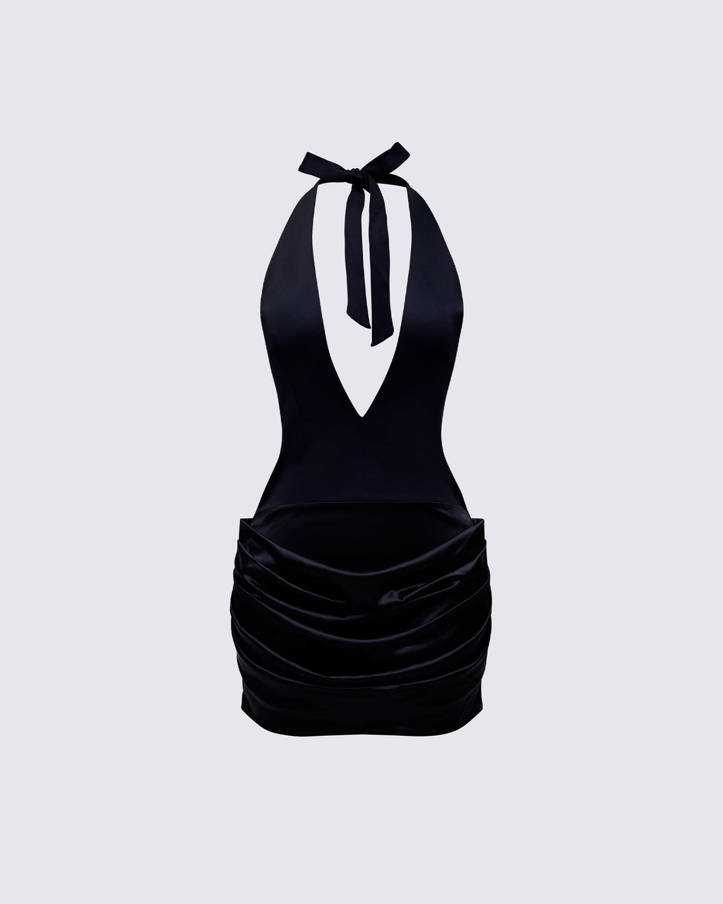 Finesse Anarosa Black Halterneck Plunging Mini Dress