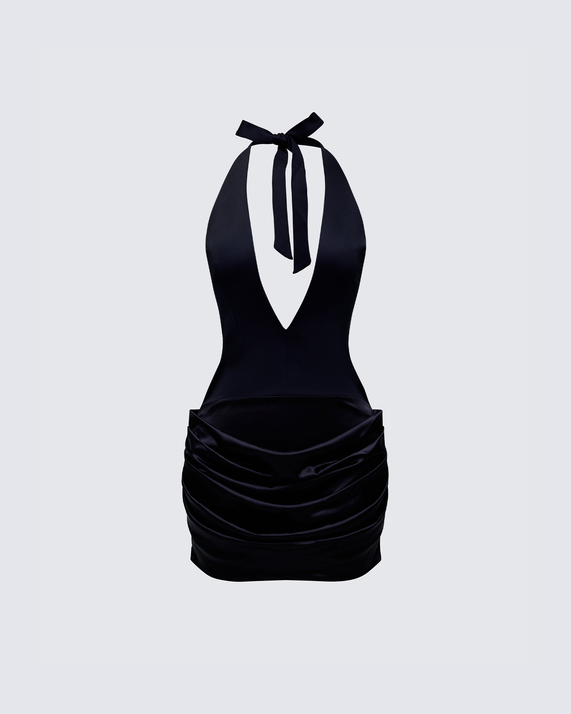 Finesse Anarosa Black Halterneck Plunging Mini Dress