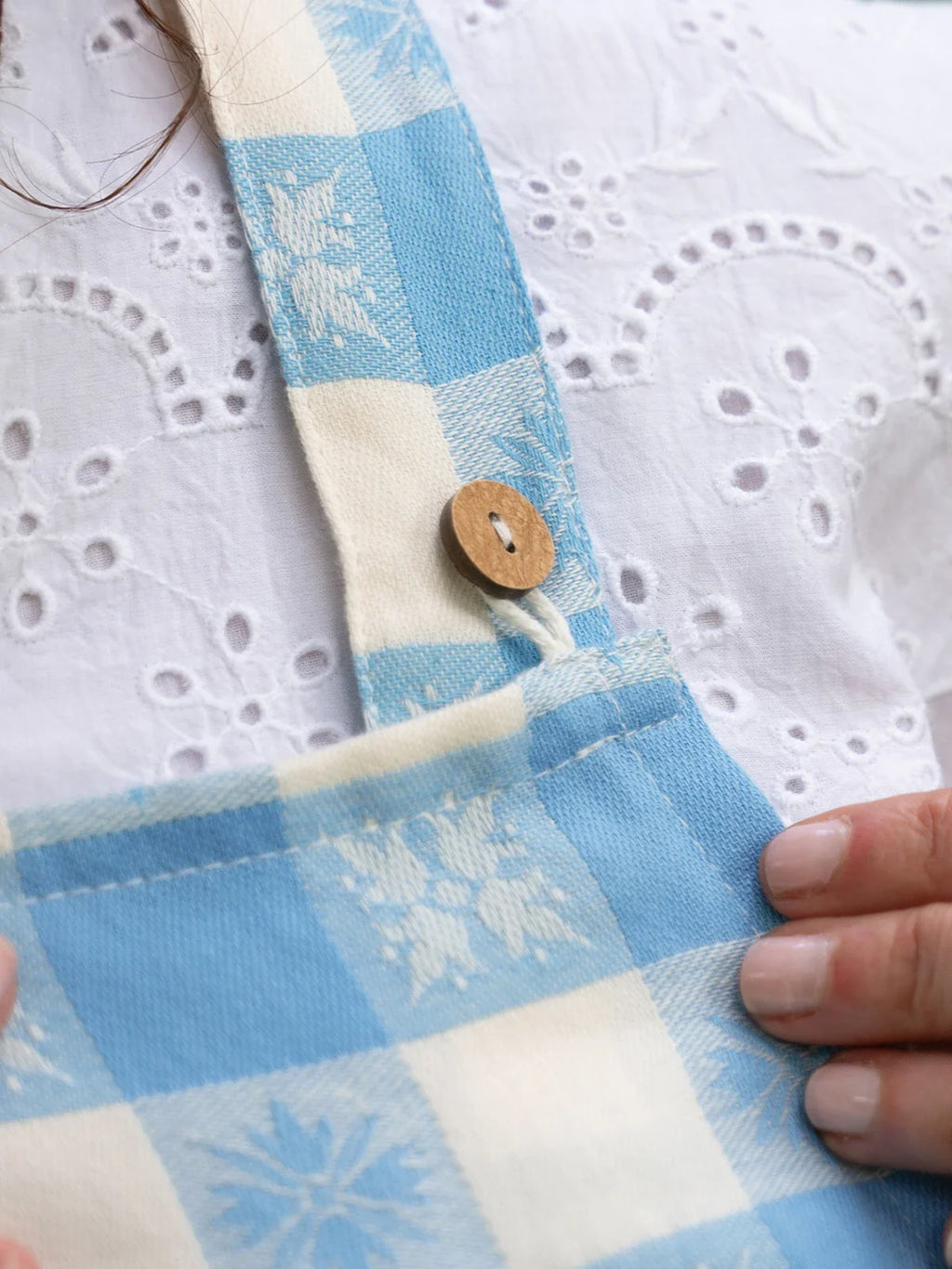 April Cornell Charm Jacquard Chef Apron - Blue