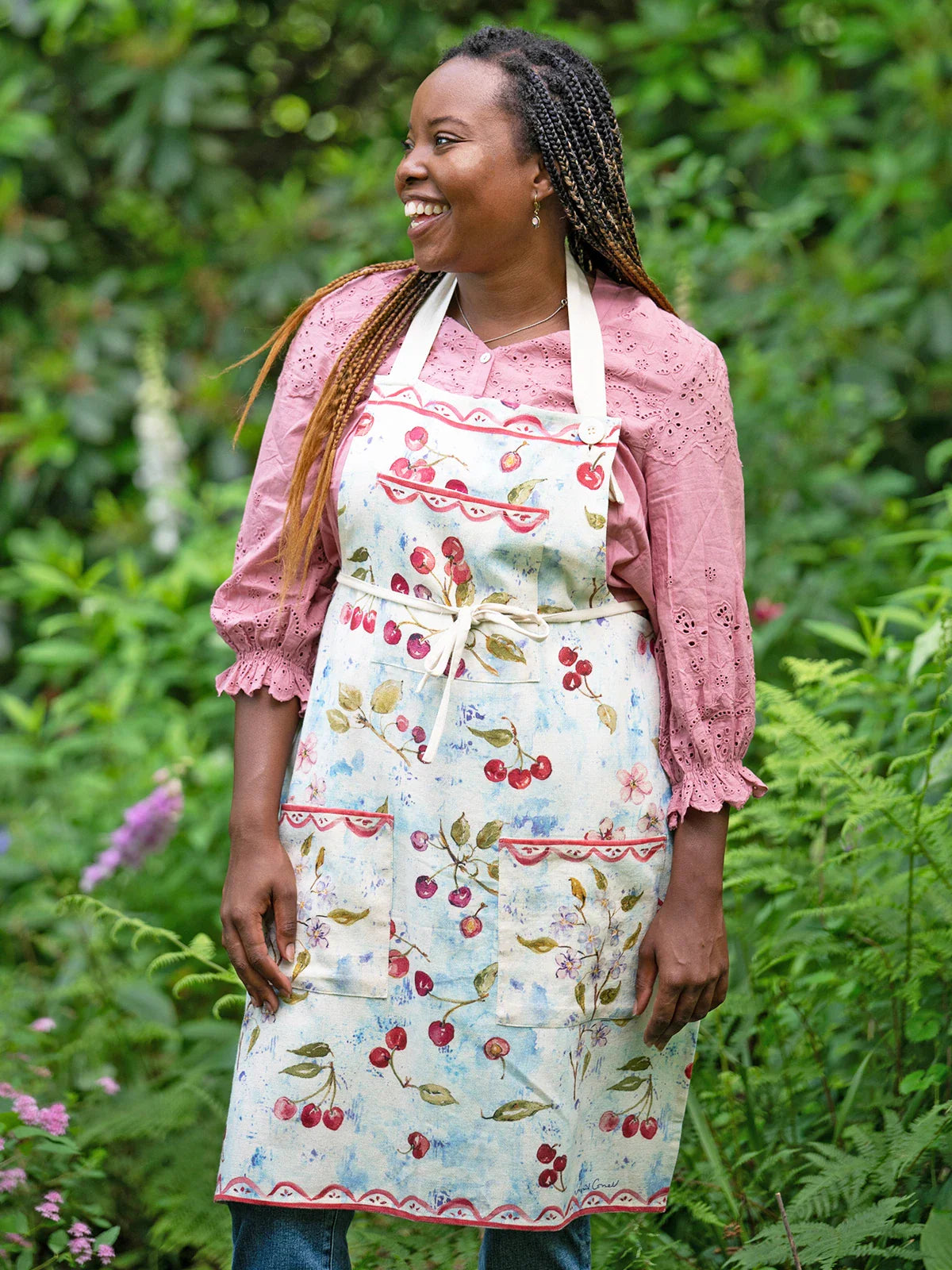 April Cornell Cherry Cherry Chef Apron - Red Blue