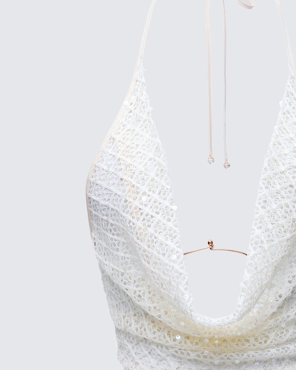 Finesse Arielle Cream Crochet Cowl Neck Top