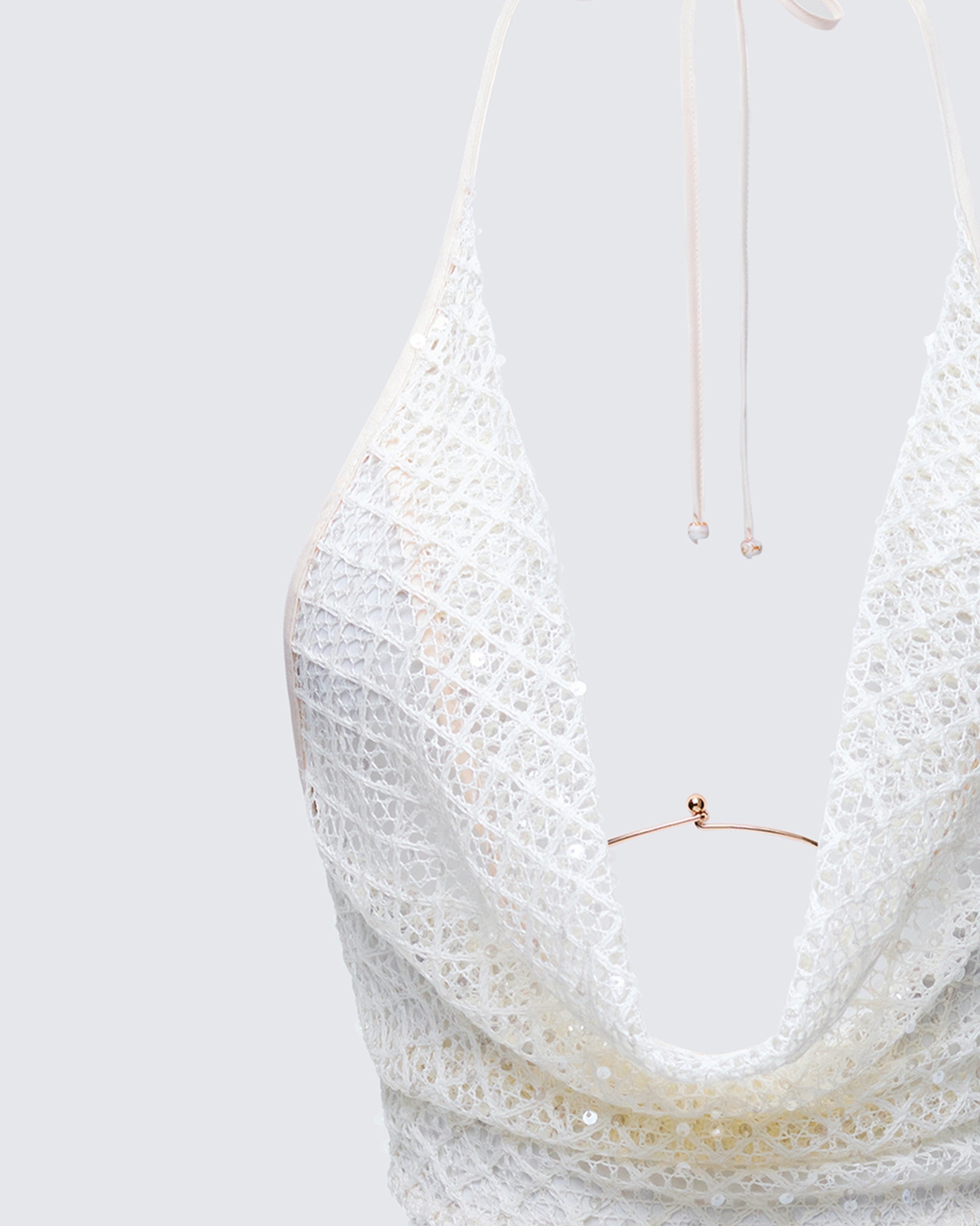 Finesse Arielle Cream Crochet Cowl Neck Top
