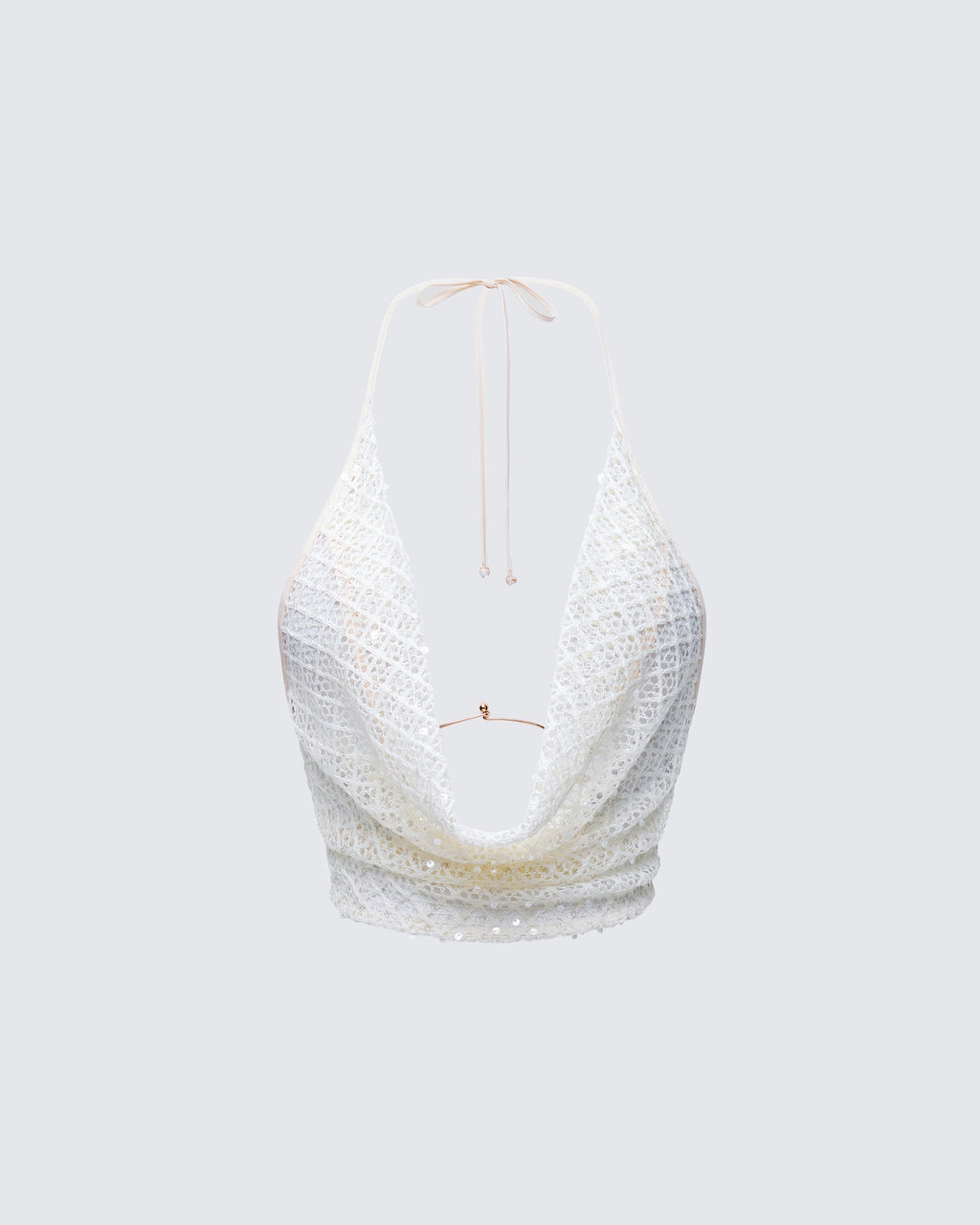 Finesse Arielle Cream Crochet Cowl Neck Top