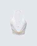 Finesse Arielle Cream Crochet Cowl Neck Top