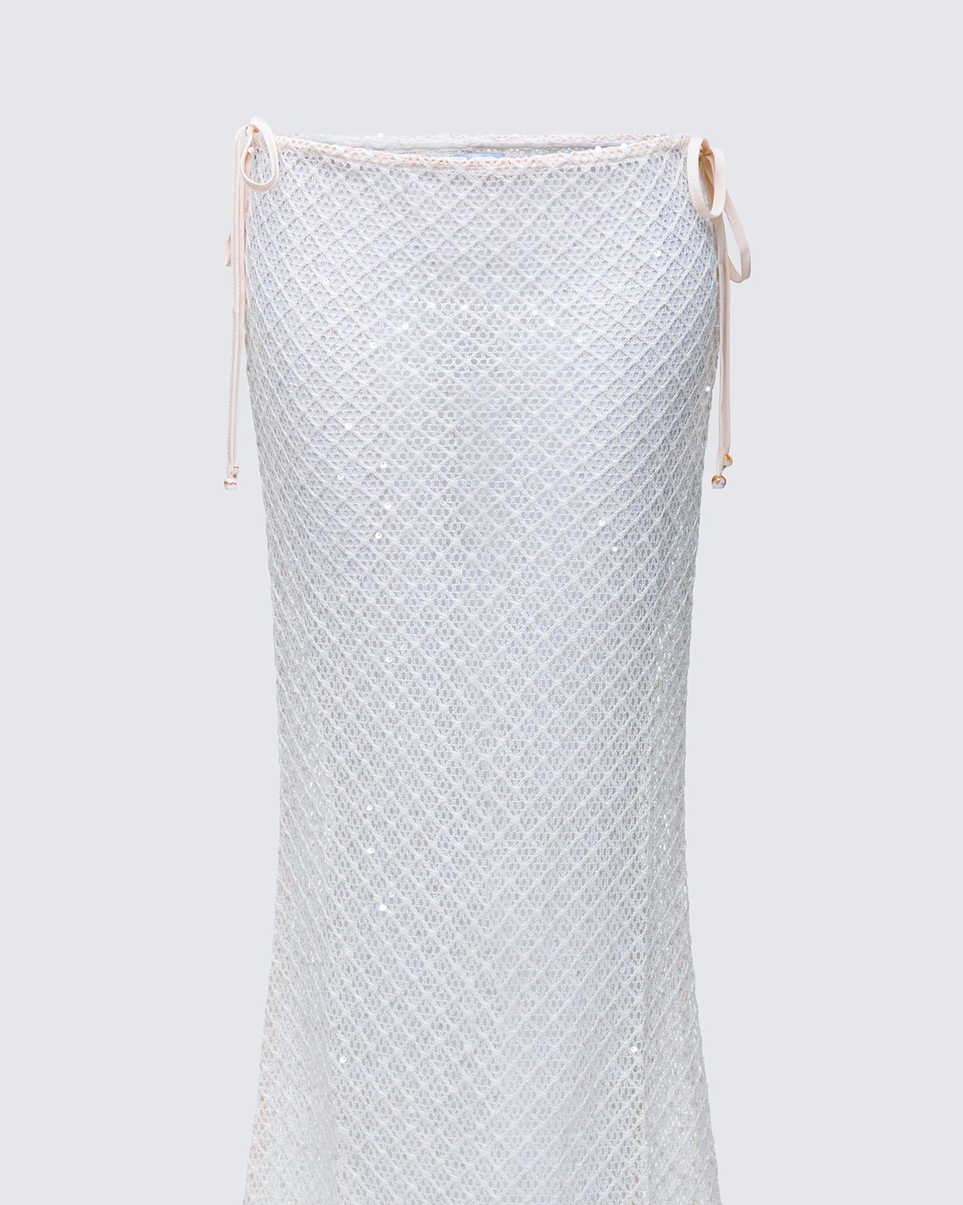 Finesse Arielle Cream Crochet Gathered Maxi Skirt