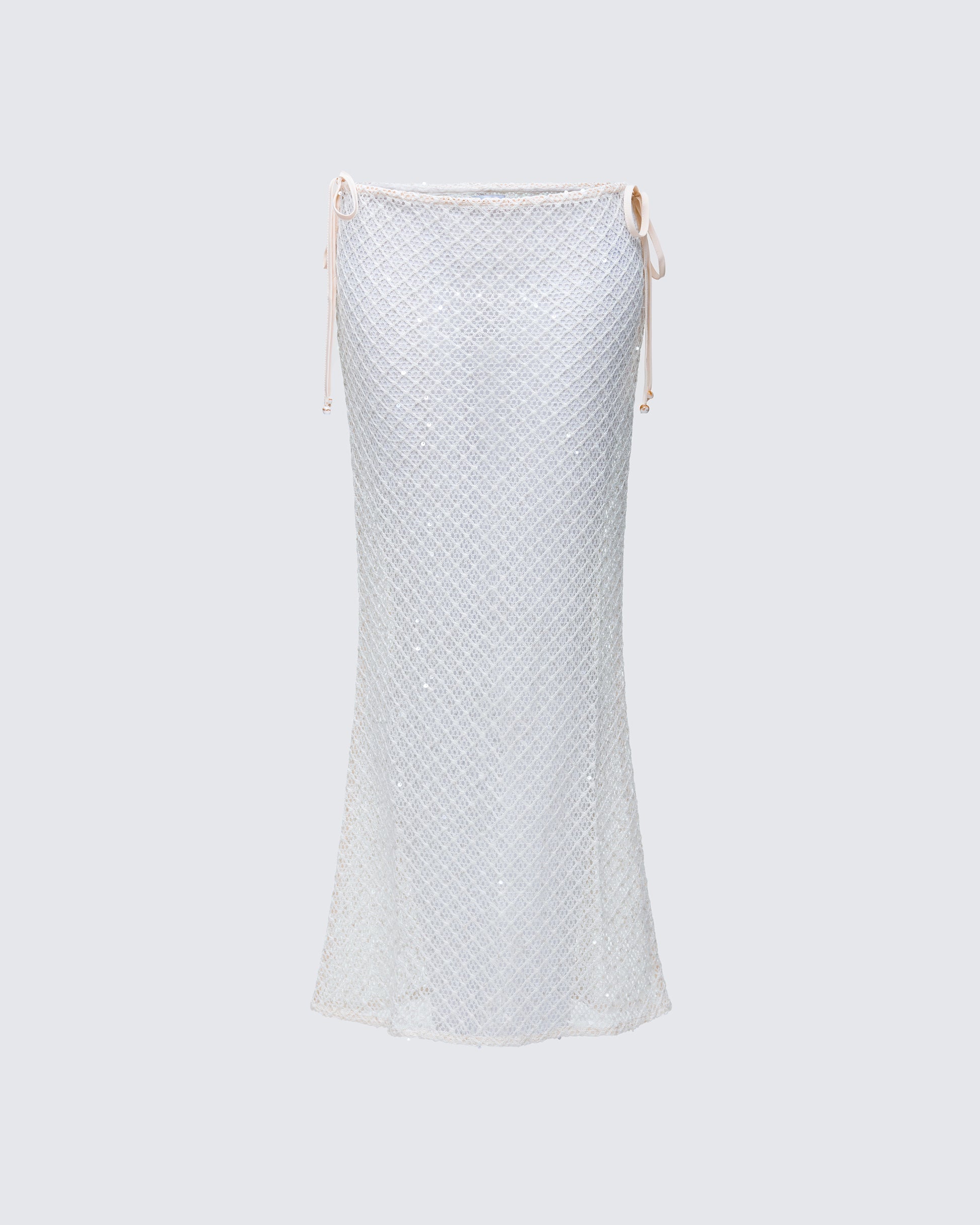 Finesse Arielle Cream Crochet Gathered Maxi Skirt