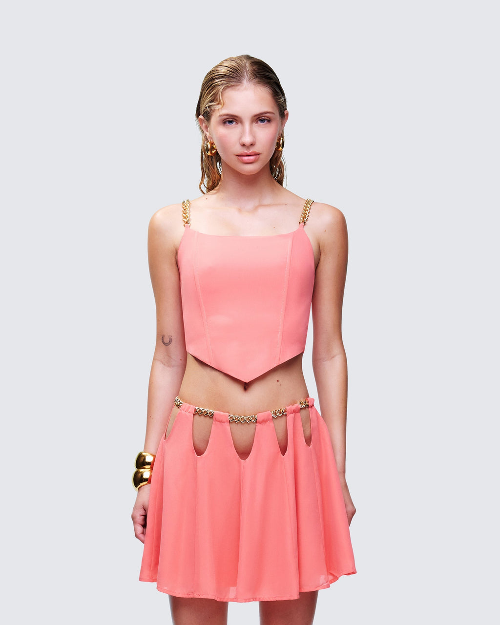 Finesse Arla Pink Heart Chain Strap Top