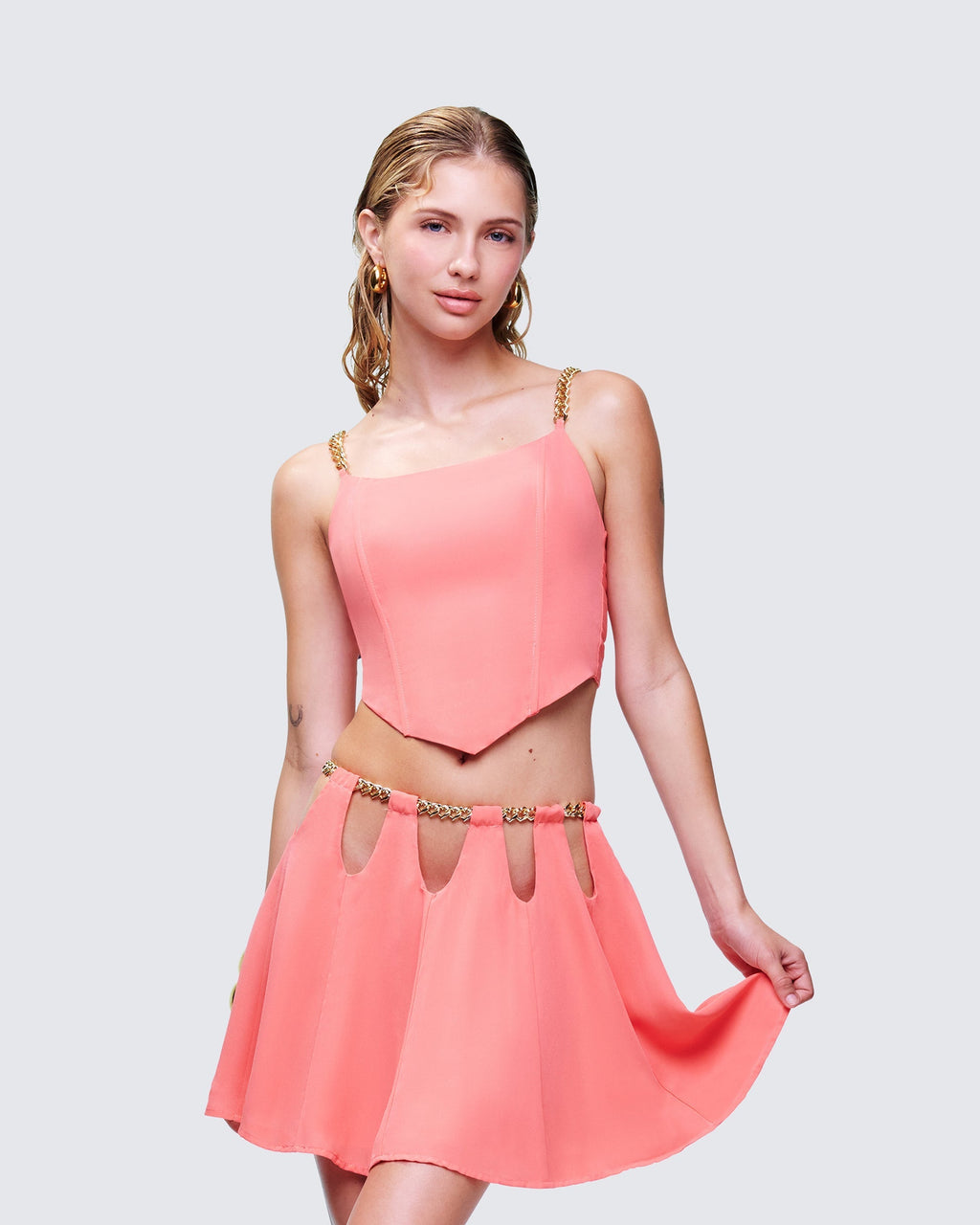 Finesse Arla Pink Heart Chain Strap Top