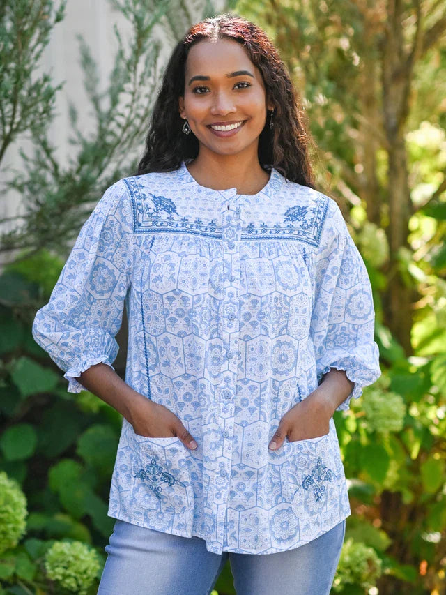 April Cornell Tile Artist Smock - White