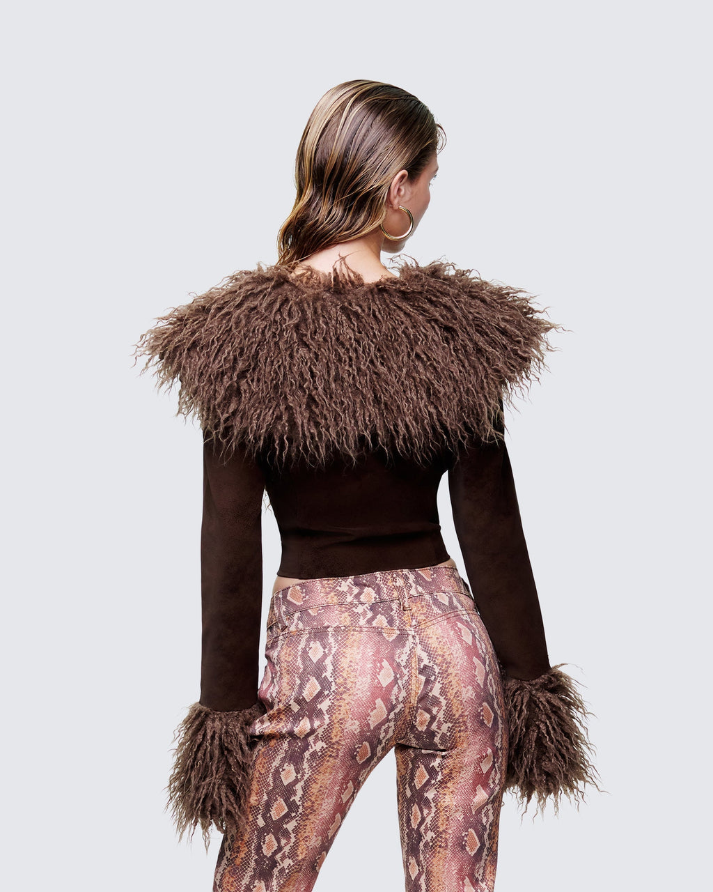 Finesse Athena Brown Fur Lapel Jacket