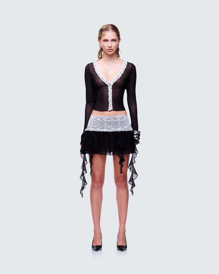 Finesse Aurelia Mesh Ruffle Mini Skirt