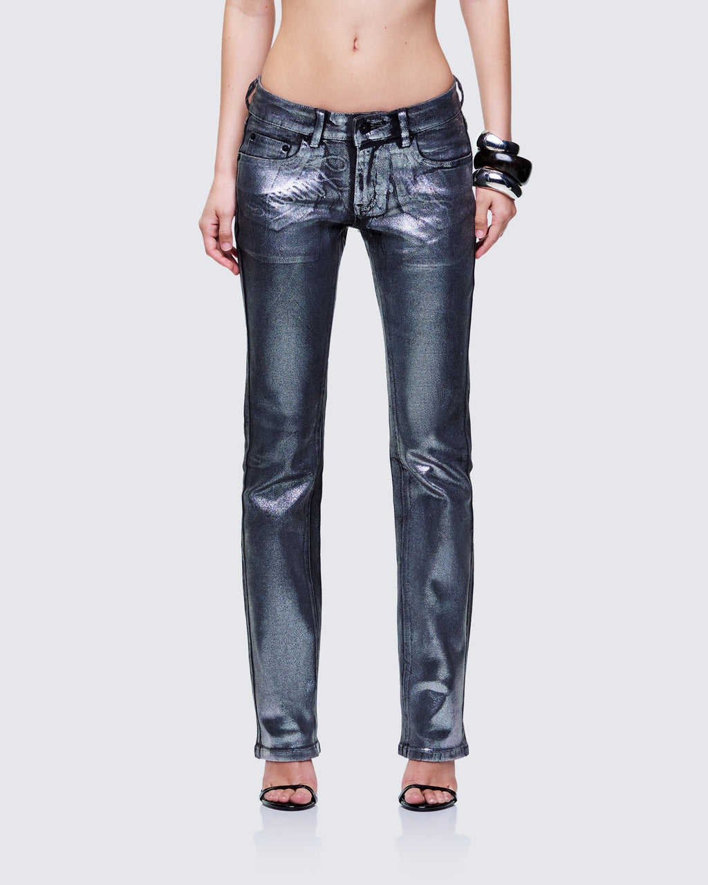 Finesse Averi Black Denim Foil Graphic Jeans