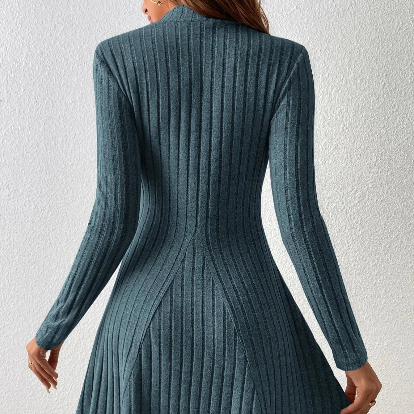 Nabalu Vaelora | Women’s Ribbed Long Sleeve Fit and Flare Mini Dress