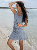 Cotton Natural Women's Aqua Fossil Gray Skirt