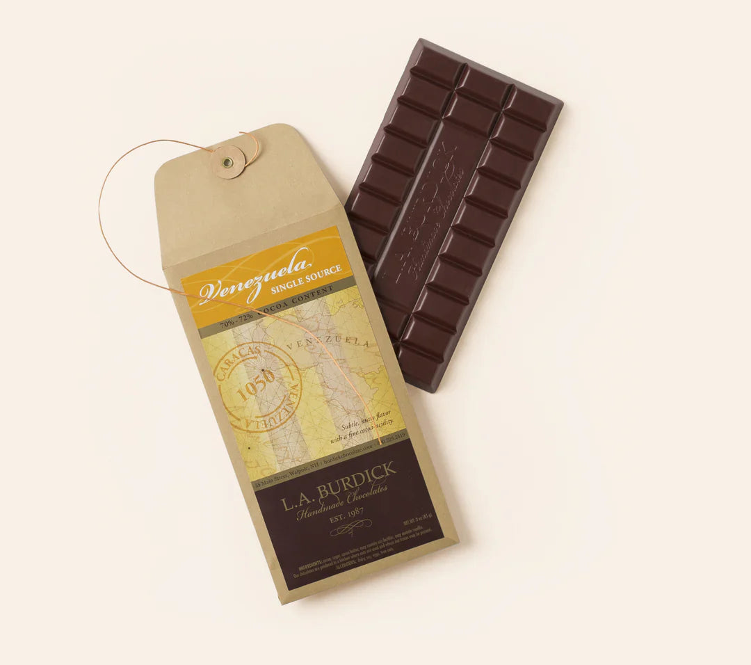 L.A. Burdick Chocolates Single Source Venezuela Dark Chocolate Bar, 70%-72%