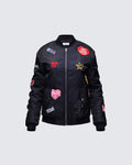 Finesse Becky Black Multi Patch Bomber