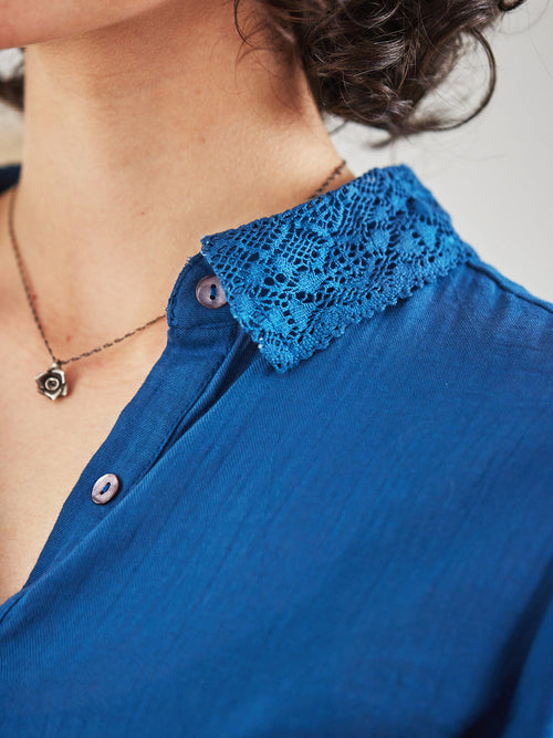 April Cornell Bostonian Blouse - Cadet Blue