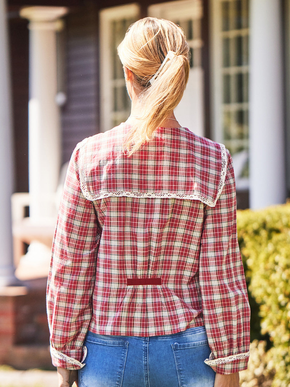 April Cornell Crumpet Plaid Blouse