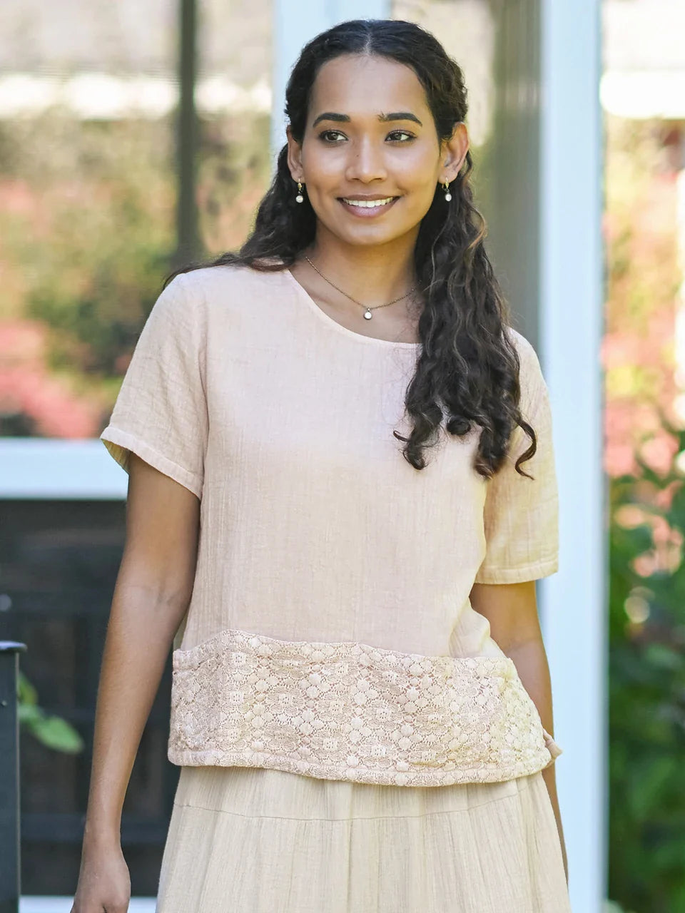 April Cornell Coastal Stroll Blouse - Parchment