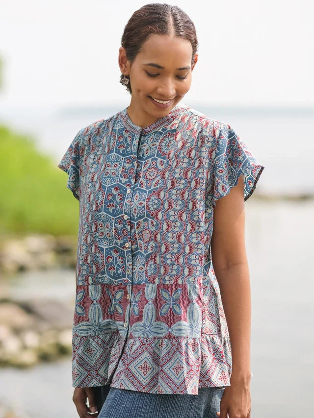 April Cornell Ancient Indigo Craft Blouse - Indigo