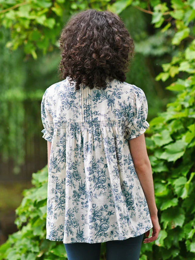 April Cornell Dancing Rose Smock Blouse - Ecru