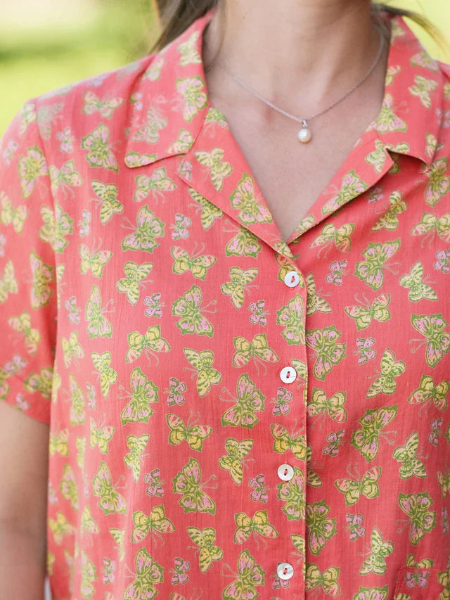 April Cornell Papillon Blouse - Coral